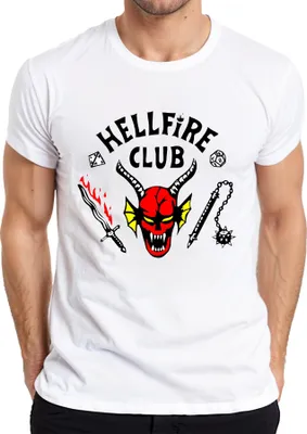 Produktbild von HELLFIRE CLUB Dämon Schädel Hörner D20 Flammenschwert Rollenspiel Herren T-Shirt, Weiß, S