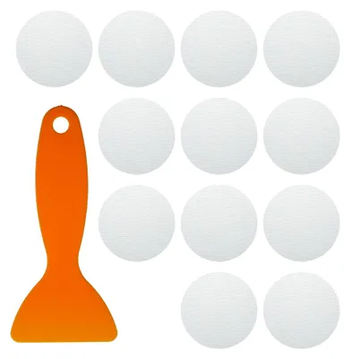 Produktbild von 12 Stück rutschfeste Aufkleber für Dusche und Badewanne, 10 cm transparente Antirutsch-Pads mit Schaber, selbstklebende Sicherheitssticker für rutschige Oberflächen