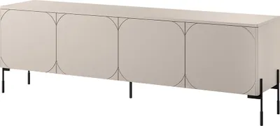Produktbild von Wohnzimmer-Lowboard mit 204 cm Breite in kaschmir matt, 4 Türen, Metallfüße - SPLIT-141