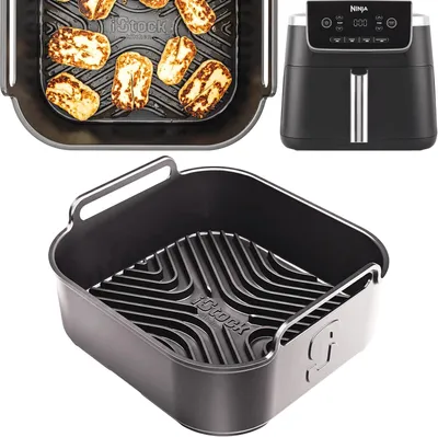 Produktbild von Silikon Backmatten für Airfryer, 2 Stück, 100% lebensmittelecht, wiederverwendbar, für die Küche