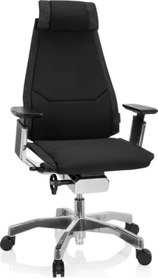 Produktbild von hjh OFFICE High End Bürostuhl GENIDIA PRO Ergonomischer Schreibtischstuhl mit Armlehnen Stoff Schwarz Drehstuhl für Büro, Zuhause