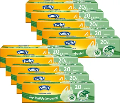 Produktbild von SwirlMüll Folien-Beutel 20l mit Tragegriff 6stk./Rolle (10er Pack)
