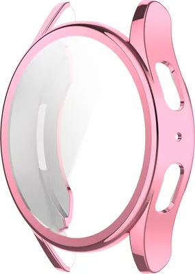 A pink watch case with cat ears on a white background.