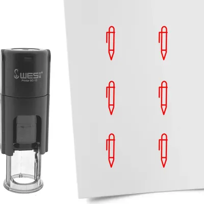 Produktbild von CombiCraft Selbstfärbender Stempel 'Kugelschreiber' in der Farbe Rot, Ø10mm