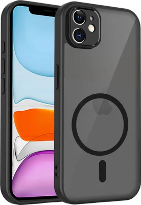 Produktbild von Magnetisch Hülle für iPhone 12, Handyhülle Transluzente Hart PC Rückseite TPU Stoßfest Schutzhülle Schwarz
