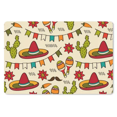 Produktbild von MuchoWow® Schreibtischunterlage Mexiko - Kaktus - Muster 60x40 cm - XXL Mauspad - Großes Mauspad