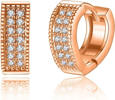 Produktbild von edle Damen Creolen Kreolen Herz Klappcreolen Zirkonia Kristalle Autiga® rosegold