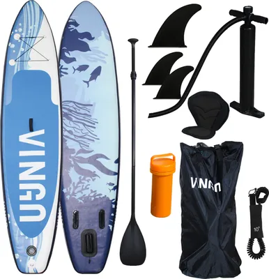 Zdjęcie produktu dla VINGO Stand Up Paddle Board Nadmuchiwana deska SUP z wiosłem i siedziskiem Paddling Surfboard Deska surfingowa dla początkujących i zaawansowanych 330 cm Niebiesko-biała