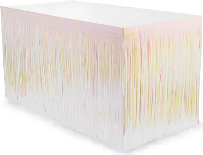 Lametta Tischrock 300x80cm Weiß Irisierend