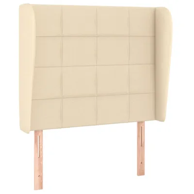 Image de vidaXL Tête de lit avec oreilles Crème 103x23x118/128 cm Tissu