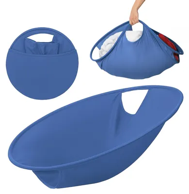 Faltbarer Wäschekorb, rund, XL (66 cm), blau