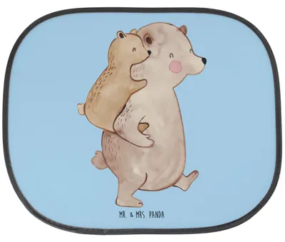 Produktbild von Mr. & Mrs. Panda Sonnenschutz für Auto Papa Bär - Blau Pastell - Geschenk, Geburtstag, autofenster, Muttertag, Hitzeschutz, Vatertag, Seitenscheibe, Vater, Sonnenblende