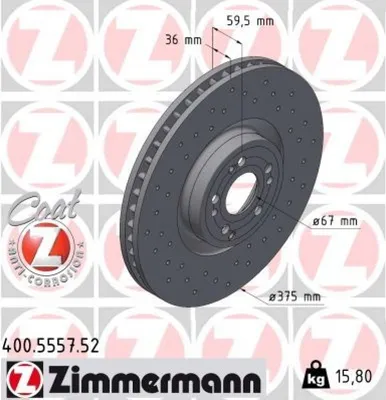 Produktbild von 2x ZIMMERMANN Bremsscheibe SPORT Z Vorne für Fahrzeuge ohne AMG-Sportpaket
