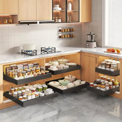 Zdjęcie produktu dla 2 sztuki teleskopowych szuflad wysuwanych do szafek kuchennych (z 8 ściereczkami do czyszczenia), samoprzylepne półki do szuflad, półki do przechowywania, czarne