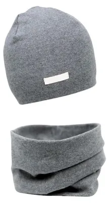 Produktbild von Mädchen Mützen & Schal Set Kinder Beanie Herbst Winter Baumwolle 2er 44-48 Grau