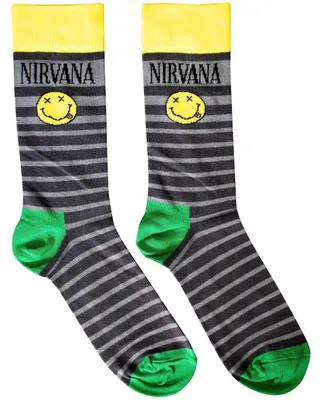 Obrázok produktu pre Nirvana Happy Face & Logo Stripes Grey 39-45 Ponožky