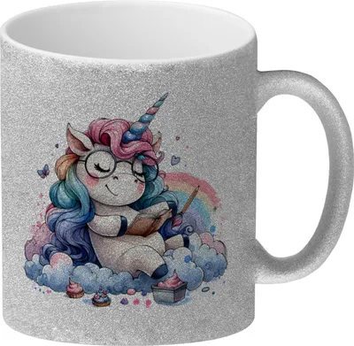 Produktbild von Träumendes Einhorn Glitzer-Kaffeebecher