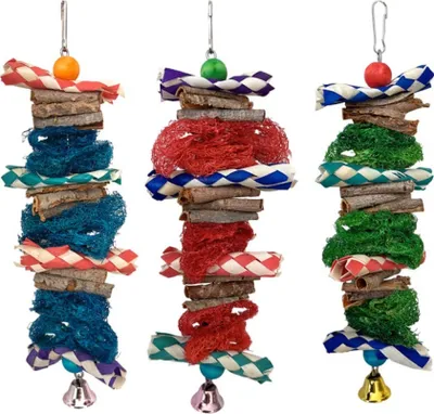 Image de 3 paquets de Perruche Jouets en bois naturel Perroquet Jouets suspendus Cage Oiseau Perchoir Stand Pour Petit Oiseau Perruche Cacatoès Perroquet Lovebird