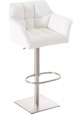 Produktbild von In And OutdoorMatch Barhocker Elise - Weiß - Kunstleder - Mit Rücken- und Armlehne - Ergonomisch - 1er-Set - Höhenverstellbar - Deluxe