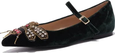 Produktbild von 3374AB Ballerina donna Samt VICOLO velluto Patch Strass dunkelgrün Schuh Frau