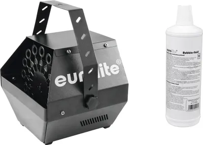Produktbild von EUROLITE Set B-100 Seifenblasenmaschine schwarz DMX + Seifenblasenfluid 1l