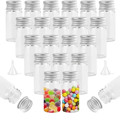 Produktbild von Glasfläschchen 10 ml, 45 Stück, mit Schraubverschluss, luftdicht, inklusive Trichter, für Flüssigkeiten
