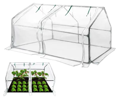 Produktbild von Mini-Gewächshaus für Tomaten 180x90x90cm Foliengewächshaus mit Fenster & Tür Insektenschutzabdeckung