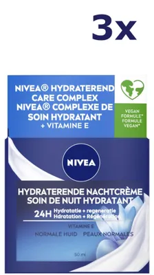 Obrázek produktu pro 3x Nivea Essentials Hydratační noční krém – pro normální až smíšenou pleť 50 ml