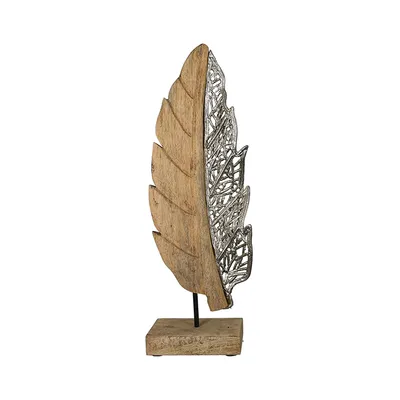Immagine prodotto di Casablanca Skulptur, Blatt, "Jali", Aluminium, Mangoholz, naturfarben, , L. 9 cm, B. 15,5 cm, H. 52 cm 81228
