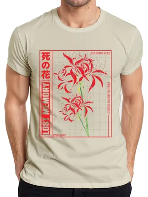 Immagine prodotto di Giglio rosso ragno LOST MEMORY fiore giapponese anime otaku estetica T-shirt da uomo, natura, S