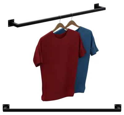 Produktbild von Garderobenstange Kleiderstange Garderobe Halter Kleiderständer Metall Schwarz Wand 110x12cm