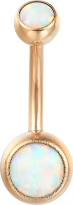 Produktbild von Karisma Bauchnabel Piercing Titan G23 Roségold beschichtet Banana 5/8mm Kugeln Opal - Weiss - Länge 10mm