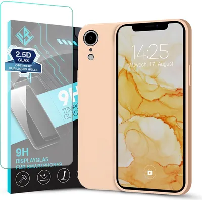 Produktbild von Hülle für Apple iPhone XR mit 9H Displayglas Displayschutz Plus Case Cover Bumper Silikon Softgrip Schutzhülle Farbe: Rosa