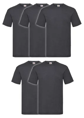 Produktbild von 5er Pack Fruit of the Loom Valueweight T-Shirt + GRATIS MyShirt Stoffbeutel Farbe: dunkelgrau meliert Größe: 3XL