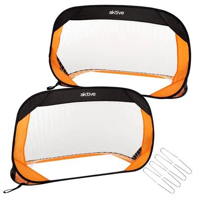 Immagine prodotto di Porte da calcio pieghevoli, dimensioni 120x80 cm, set da 2, colore nero e arancione, per uso esterno