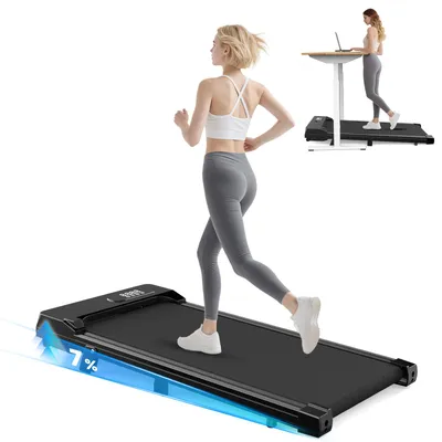 Produktbild von Klappbare Laufbänder mit 7% Steigung - 3 in 1 Walking Pad 1-8 km/h - Elektrisches 2.5PS Laufgerät für Zuhause bis 130KG - mit Fernbedienung - Schwarz
