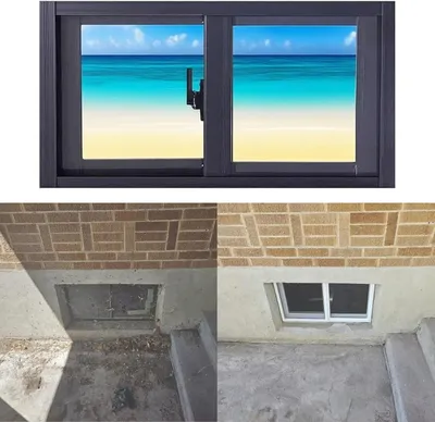 Produktbild von Schwarze, energieeffiziente Schiebefenster für Häuser – horizontale Ersatzfenster in 61 x 30 cm als stilvolle Lösung für Ihr Zuhause
