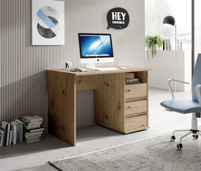 Produktbild von Schreibtisch >Flinn< in Eiche Artisan - 110x75x65cm (BxHxT)