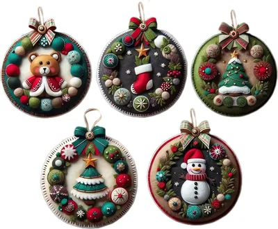 Produktbild von DIY-Weihnachts-Filzflicken-Set: Festliches Bastelset mit vorgeschnittenen Filzplatten, handgefertigten Stoffen, Nähzubehör für Weihnachtsbaum- und Heimdekoration