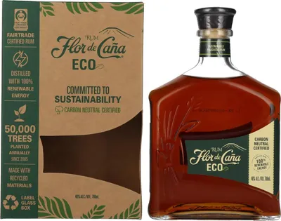 Image de Flor de Caña ECO Rum 40% Vol. 0,7l en boîte cadeau