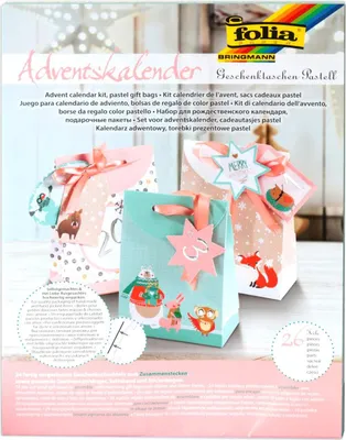Produktbild von folia Adventskalender "Geschenktaschen Pastell" 26-teilig