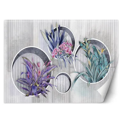Produktbild von Lila Blumen Beton Texture FOTOTAPETE 350x245 cm VLIES Tapete Wandtapete Wandbilder Wanddekoration Design Wohnzimmer Schlafzimmer Flur Büro Küche T-7-TF-19117-350x245