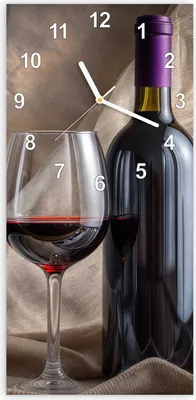 Produktbild von Wanduhr aus Glas mit Motiv Wein mit Glas- 30 x 60 cm - inkl. Aufhängesystem