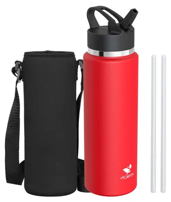 Productafbeelding van Omgoods - RVS Waterfles 500 ml met Rietje, BPA-vrij