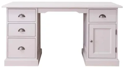Obrázek produktu pro Psací stůl Casa Padrino v rustikálním stylu s 4 zásuvkami a dvířky, barva bílá, rozměry 152 x 70 x 78 cm