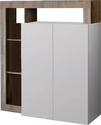 Image de Smeraldo - Buffet 108x42x127h cm Blanc Brillant, 5 Étagères Italy
