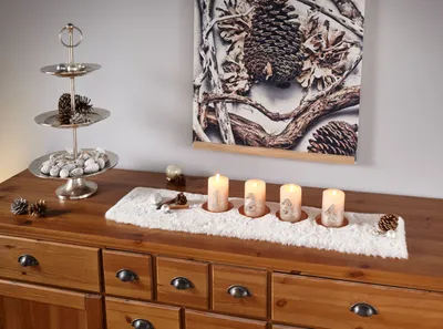 Produktbild von Tischläufer Samtweich 20x90cm creme Kunstfell – Mitteldecke