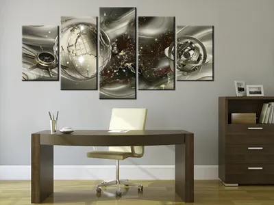 Produktbild von Akustikbild Abstrakt Planet 200x100 cm 5-teilige Bilder Akustikschaum Hochleistungsschallabsorber Schallschutz Leinwand 5 tlg Wandbild Raumakustik Schalldämmung a-C-0030-b-o
