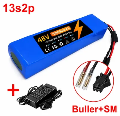 Zdjęcie produktu dla Akumulator litowo-jonowy 48V 100Ah - bateria 13S2P - inteligentny system zarządzania baterią (BMS) - do rowerów elektrycznych i hulajnóg elektrycznych - w zestawie ładowarka 54,6V - złącze Buller SM