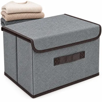 Produktbild von Faltbox Aufbewahrungsbox Organizer mit Deckel 37x24x24 cm Grau Kleiderbox Spielzeugbox Schrankbox